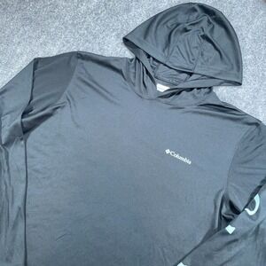 Columbia Omni-Shade Shirt Mens L Gray Long Sleeve Hoodie Lightweight Stretch